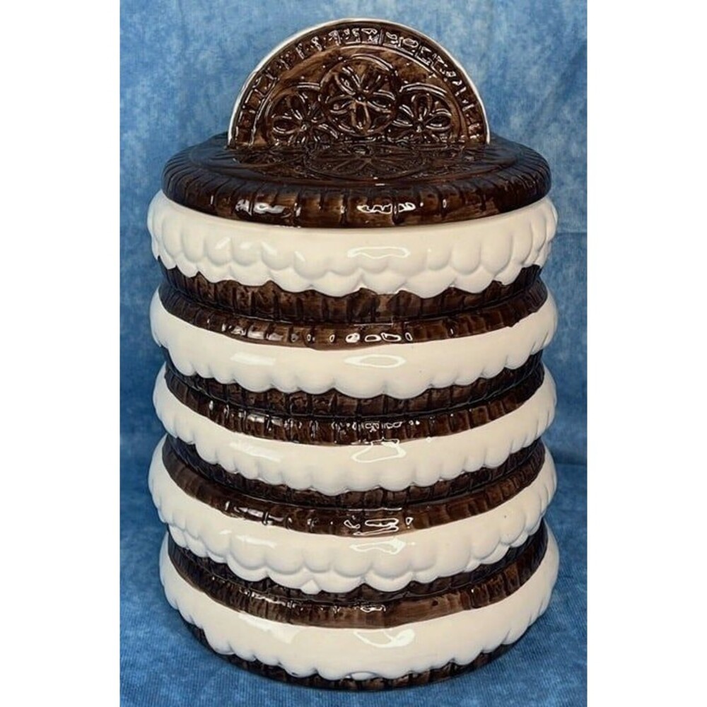 Haunted Oreo Stacked Cookie Jar Ceramic Canister 12” Excellent